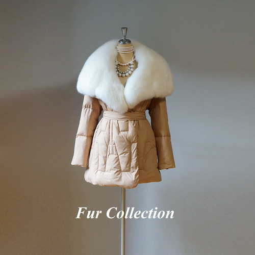 暖かい☆ダウン×ホワイトフォックスファーコート 新品白コートホワイト
