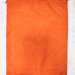特大巾着ハワイアン生地オレンジ系ビックレフア柄 3枚目の画像