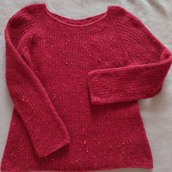 【即納】リブ編みのセーターウール100%のツイード糸手編み送料無料 1枚目の画像