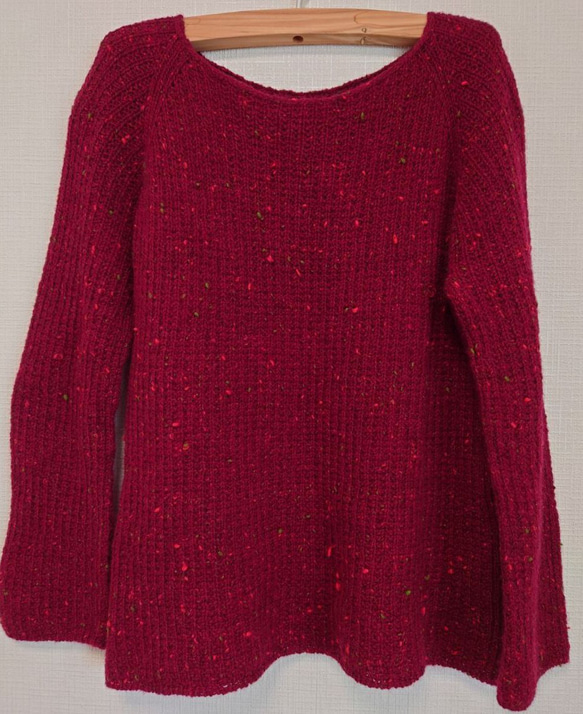 【即納】リブ編みのセーターウール100%のツイード糸手編み送料無料 3枚目の画像