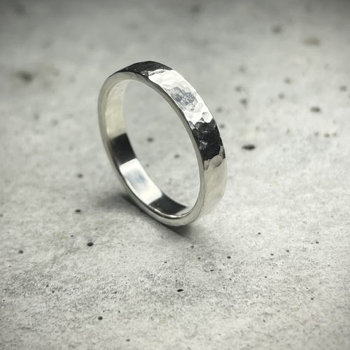 サイズオーダー シルバー950 ring 槌目リング 3mm シンプル 指輪