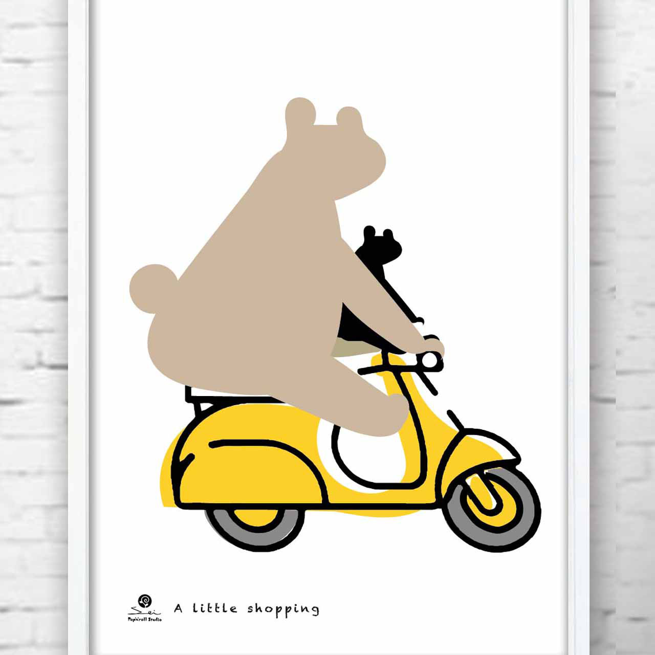 ちょっとお買いもの　クマ　イラスト　ポスター  A4A3A2A1　アートポスター　全作オリジナル　1210