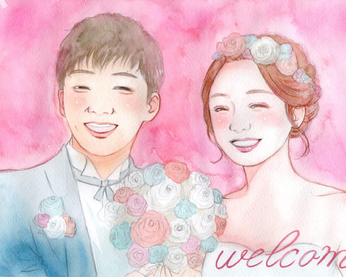 似顔絵オーダー☆A4☆結婚式☆ウェルカムボード☆記念日☆誕生日