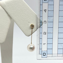 [訂製] K18YG 單顆鑽石耳環珍珠鍊串飾 Akoya 珍珠 第5張的照片