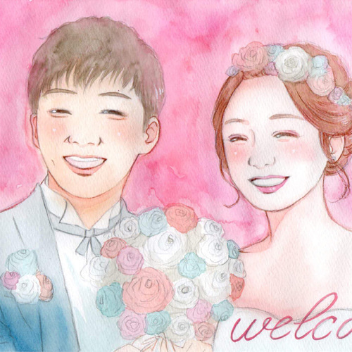 似顔絵オーダー☆A4☆結婚式☆ウェルカムボード☆記念日☆誕生日