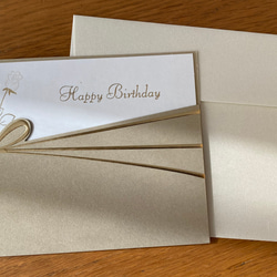 小さな難ありの為20％引き①！イタリア製　大人のバースデーカード『華やかで美しいお誕生日カード』～リボン付き～ 4枚目の画像