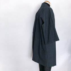 着物リメイク 男性羽織  ハーフ 紺 単衣 和装 作務衣羽織 カーディガン メンズ 無地 フリーサイズ  （5216） 3枚目の画像