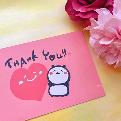 3枚500円パンダのポストカード②】THANK YOU、感謝、ありがとうご 