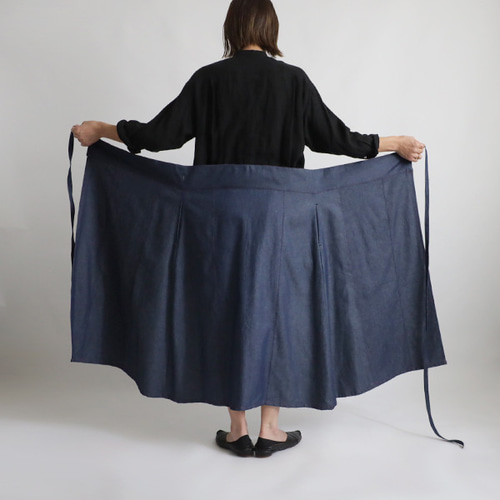 ラスト1 巻き巻く愉快なDENIM パッチワーク 巻きスカート 