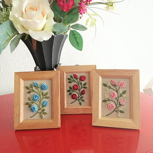 ミニ刺繍フレーム ツル薔薇 レッド その他インテリア雑貨 ショップ