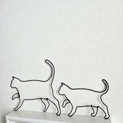 ねこのさんぽ 【 子 ねこ 】 ワイヤーアート 壁飾り 猫 ハロウィン ウォールデコ シルエット インテリア雑貨 可愛い 10枚目の画像
