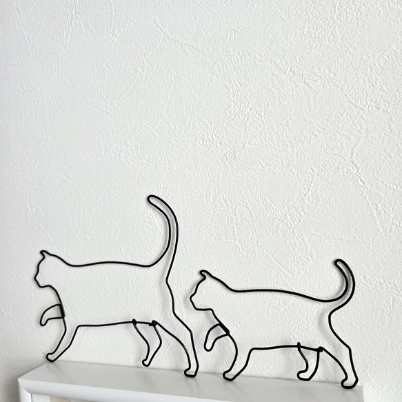 ねこのさんぽ 【 子 ねこ 】 ワイヤーアート 壁飾り 猫 ハロウィン ウォールデコ シルエット インテリア雑貨 可愛い 10枚目の画像