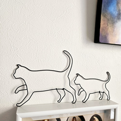 ねこのさんぽ 【 子 ねこ 】 ワイヤーアート 壁飾り 猫 ハロウィン ウォールデコ シルエット インテリア雑貨 可愛い 6枚目の画像