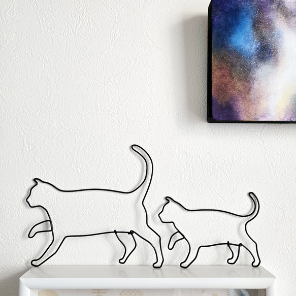 ねこのさんぽ 【 子 ねこ 】 ワイヤーアート 壁飾り 猫 ハロウィン ウォールデコ シルエット インテリア雑貨 可愛い 5枚目の画像