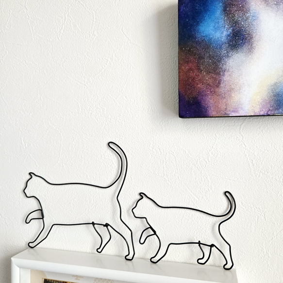 ねこのさんぽ 【 子 ねこ 】 ワイヤーアート 壁飾り 猫 ハロウィン ウォールデコ シルエット インテリア雑貨 可愛い 7枚目の画像