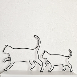 ねこのさんぽ 【 子 ねこ 】 ワイヤーアート 壁飾り 猫 ハロウィン ウォールデコ シルエット インテリア雑貨 可愛い 8枚目の画像