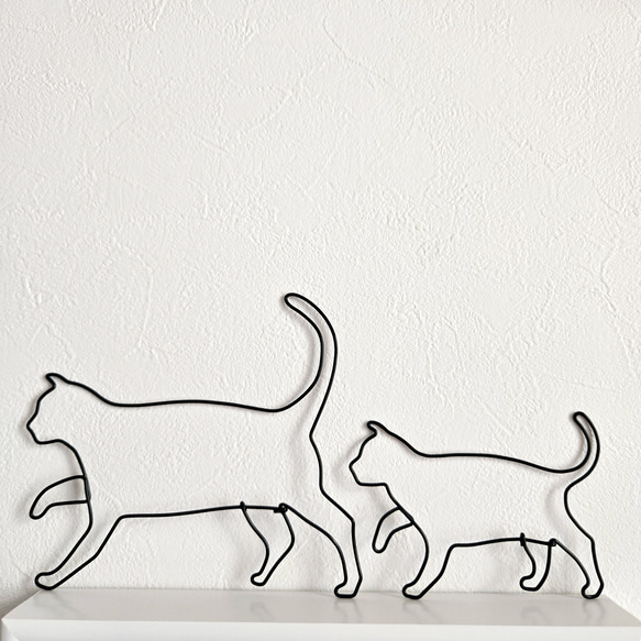 ねこのさんぽ 【 子 ねこ 】 ワイヤーアート 壁飾り 猫 ハロウィン ウォールデコ シルエット インテリア雑貨 可愛い 8枚目の画像