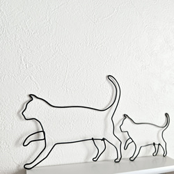 ねこのさんぽ 【 子 ねこ 】 ワイヤーアート 壁飾り 猫 ハロウィン ウォールデコ シルエット インテリア雑貨 可愛い 9枚目の画像