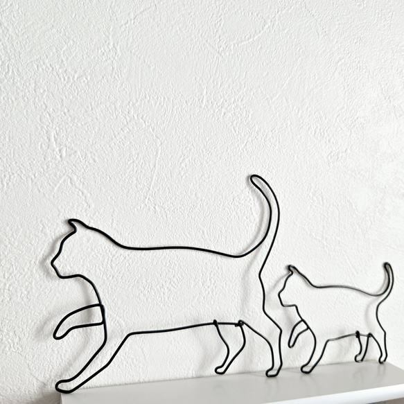 ねこのさんぽ 【 子 ねこ 】 ワイヤーアート 壁飾り 猫 ハロウィン ウォールデコ シルエット インテリア雑貨 可愛い 9枚目の画像