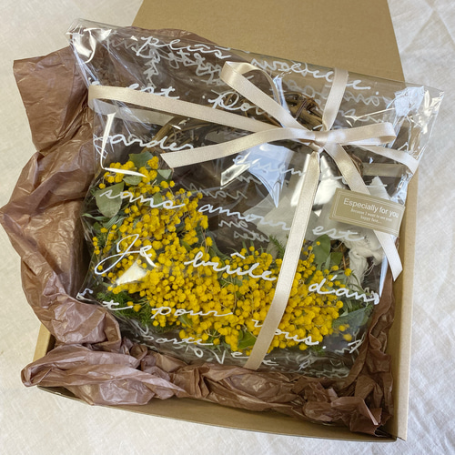 再販] ＊数量限定＊＊ミモザリース＊パールアカシア＊ ドライフラワー