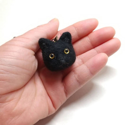 まんまる黒猫のお顔ストラップ 猫 ハロウィン 羊毛フェルト 4枚目の画像