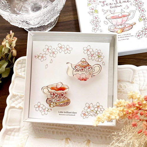 Sakura teacup brooch｜桜ティーカップブローチ〔紅茶シリーズ