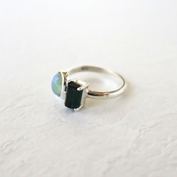 オパール ＋ トルマリン原石リング Opal tourmaline ring 5枚目の画像