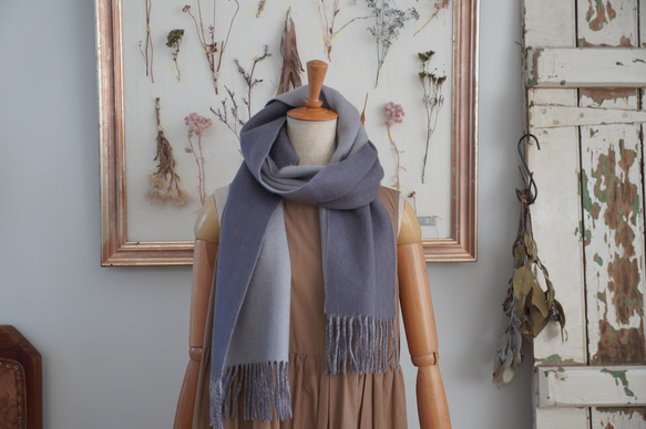 ○新色ロイヤルグレー○ フリンジマフラー リバーシブル ギフト