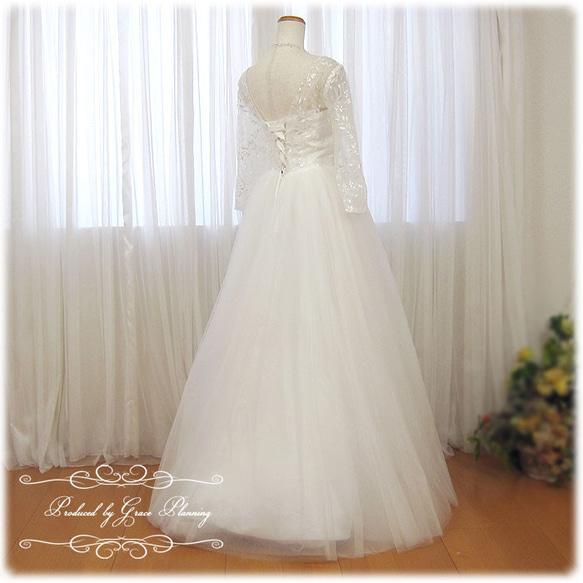 ウエディングドレス ウェディングドレス 長袖 Aライン　結婚式 前撮り リーフ刺繍 gcd_7007 　　 ＊＊ ウエディングドレス ウェディングドレス 前撮り 裾上げ 発表会