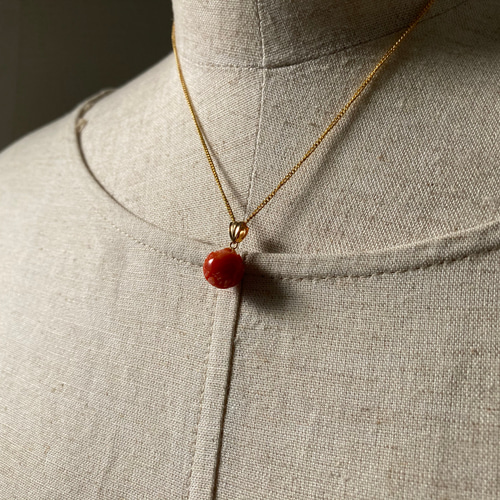 K18 レッドクォーツ ペンダントトップ 血赤珊瑚k18 ペンダントトップ