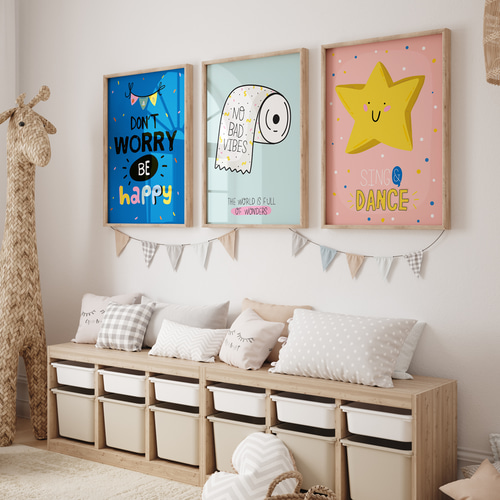 キッズポスター 英語メッセージ ポジティブ 可愛い カラフル 子供部屋