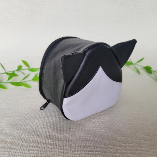 猫耳おにぎりポーチ おにぎりケース ねこ耳 ハチワレ② 白黒 ネコ