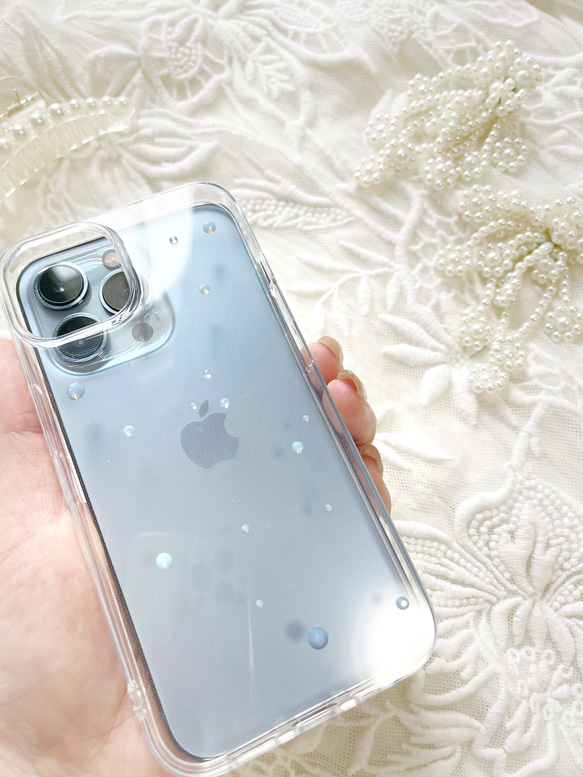 bijou clear iphoneケース(オーロラピンク) 12/12pro/13/13pro 5枚目の画像