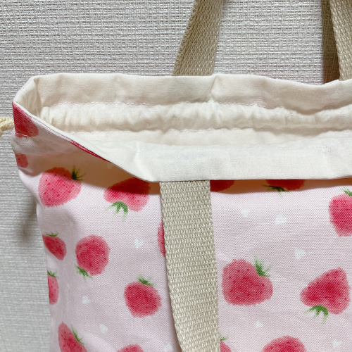 お着替え袋 体操着袋 いちご イチゴ 苺 ピンク ホワイト 小学校 体操着