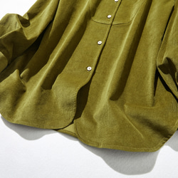 寬鬆迷人的燈芯絨襯衫，黃綠色 230208-2 第3張的照片