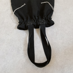 <送料無料>リネンの巾着トートバッグ A4サイズ収納可能 マチあり エコバッグ color : ブラック 3枚目の画像