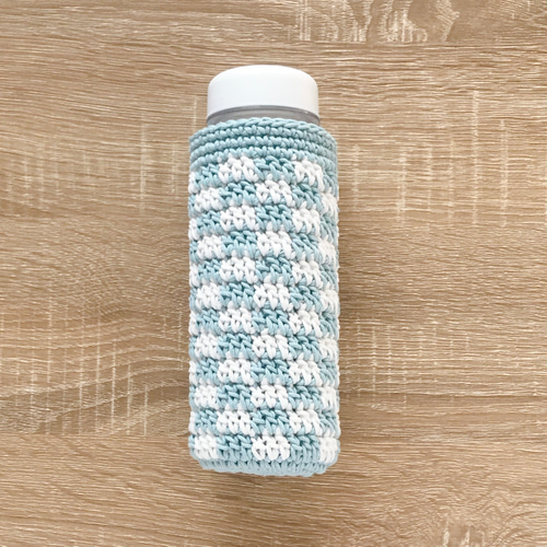 かぎ針編みボトルカバー／パステル ギンガムチェック♡500mlサイズ