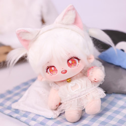 20cm着せ替えぬいぐるみ服 猫の夜セット 着せ替え人形 ぬいぐるみ ぬい服 耳付き しっぽ付き 猫 5点 パジャマ 3枚目の画像