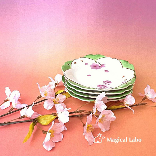 桜と春色カラーのお皿4枚セット☆和食器 中皿 Magical Labo