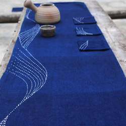 手織り茶席、藍染め、刺繍 受注生産 3枚目の画像