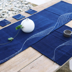 手織り茶席、藍染め、刺繍 受注生産 1枚目の画像
