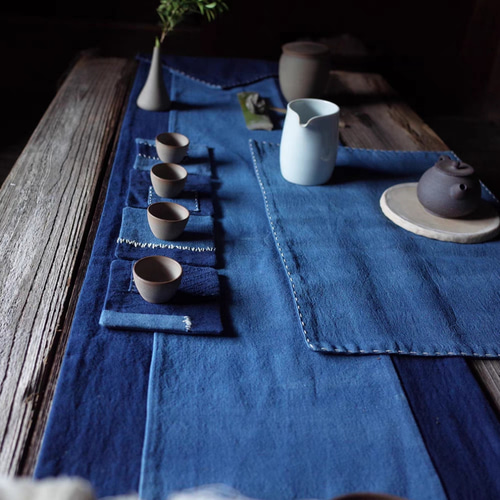 手織り茶席、藍染め、刺繍 受注生産 カーペット・絨毯・ラグ