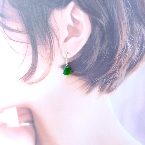 金属アレルギー対応 その他金具変更可能 天然石マロンピアスレッド  