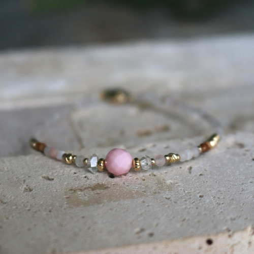 ブレスレット ピンクシェル ローズクォーツ ピンクオパール ～キャンプ
