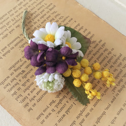〈染め花〉小ぶりな花束コサージュL 3枚目の画像