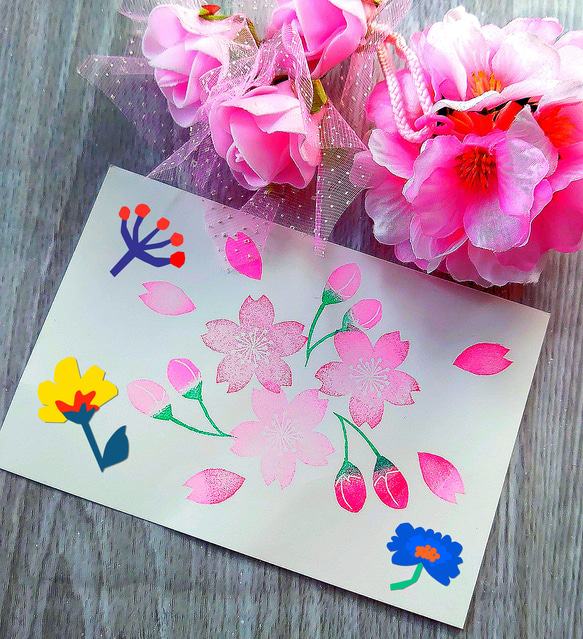 消しゴムはんこ「さくら・桜‣サクラ⑤」3個 はんこ・スタンプ