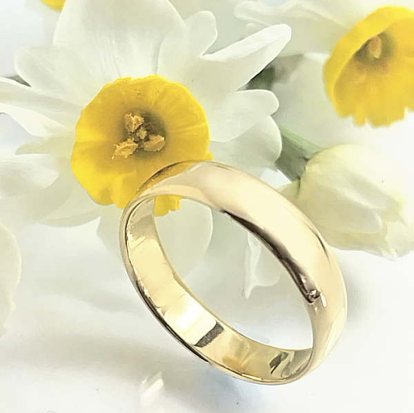 シルバー925甲丸リング　春色！イエローゴールドコーティング