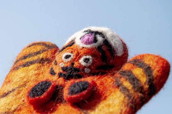 ギフト交換 エスニック フォレスト ウール フェルト コースター 動物 ウェット フェルト コースター - タイガー 吸収性コー 4枚目の画像