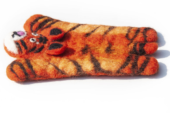 ギフト交換 エスニック フォレスト ウール フェルト コースター 動物 ウェット フェルト コースター - タイガー 吸収性コー 8枚目の画像