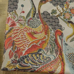 レトロな鶴の模様 花柄 植物柄 ジャカード生地 [3557] 1枚目の画像